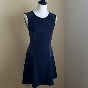 Tibi Black Faux Leather A-Line Dress